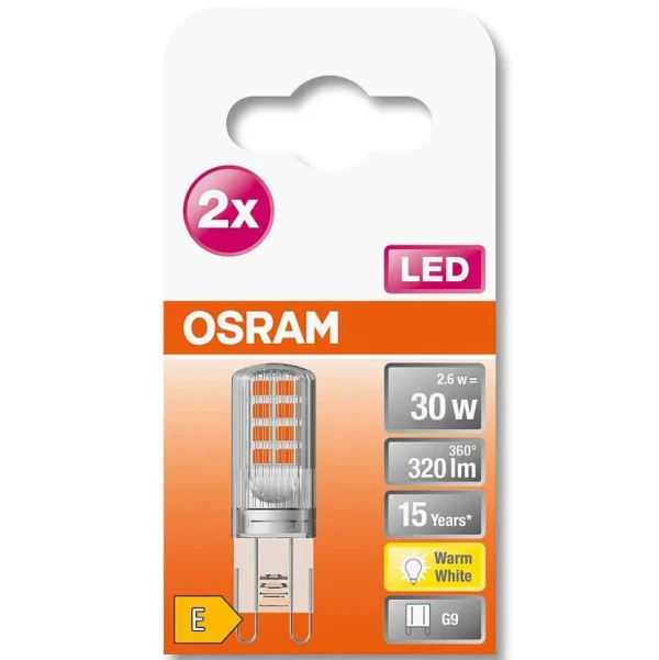 Luminaires Osram Ampoules G9>Osram Led Pin Lot De 2 G9 2,6 Watt 2700 Kelvin 320 Lumen