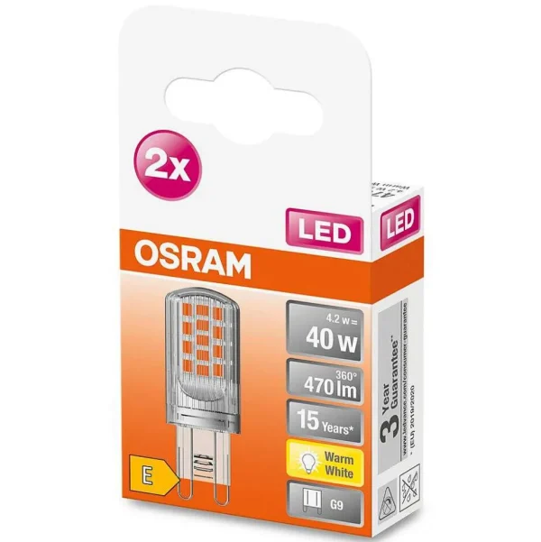 Luminaires Osram Ampoules Led>Osram Led Pin Set De 2 Ampoules G9 4,2 Watt 2700 Kelvin 470 Lumen