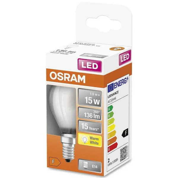 Luminaires Osram Ampoules E14>Osram Led Retrofit E14 1,5 Watt 2700 Kelvin 136 Lumen