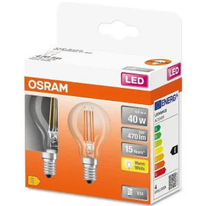 Luminaires Osram Ampoules E14>Osram Led Retrofit Lot De 2 E14 4 Watt 2700 Kelvin 470 Lumen