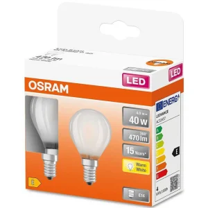 Luminaires Osram Ampoules E14>Osram Led Retrofit Lot De 2 E14 4 Watt 2700 Kelvin 470 Lumen