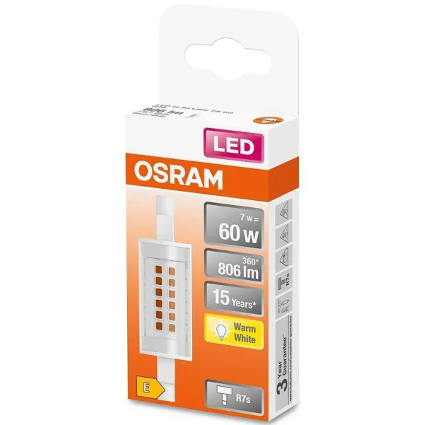 Luminaires Osram Ampoules R7S>Osram Led Slim Line R7S 7 Watt 2700 Kelvin 806 Lumen