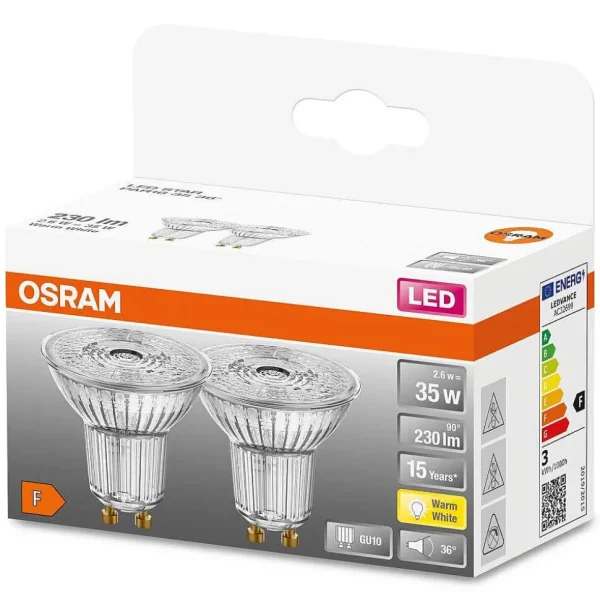 Luminaires Osram Ampoules Gu10>Osram Led Star Lot De 2 Gu10 2,6 Watt 2700 Kelvin 230 Lumen