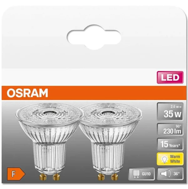 Luminaires Osram Ampoules Gu10>Osram Led Star Lot De 2 Gu10 2,6 Watt 2700 Kelvin 230 Lumen