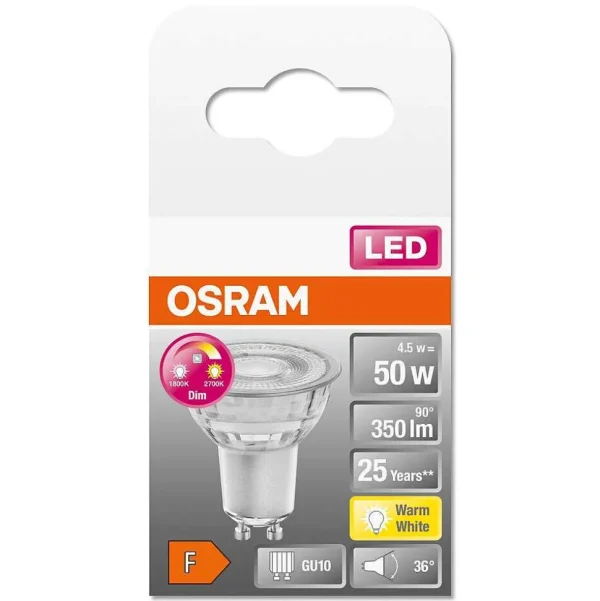 Luminaires Osram Ampoules Gu10>Osram Led Superstar Gu10 4,5 Watt 2700 Kelvin 350 Lumen