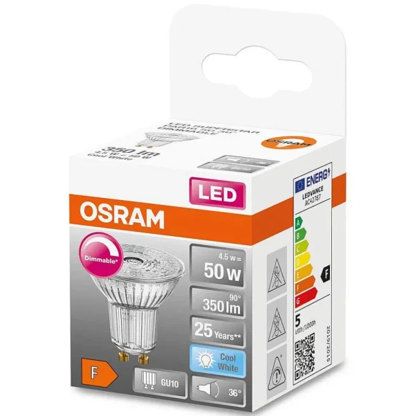 Luminaires Osram Ampoules Gu10>Osram Led Superstar Led Gu10 4,5 Watt 4000 Kelvin 350 Lumen