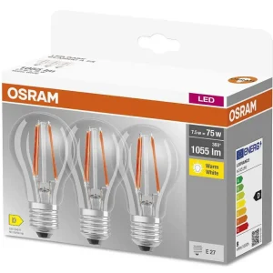 Luminaires Ledvance Ampoules E27>Osram Set De 3 Led E27 7,5 Watt 2700 Kelvin 1055 Lumen