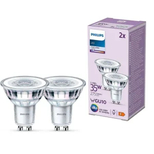 Luminaires Philips Ampoules Gu10>Philips Classic Lot De 2 Led Gu10 3,5 Watt 4000 Kelvin 275 Lumen