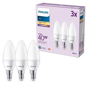 Luminaires Philips Ampoules E14>Philips Classic Lot De 3 Led E14 4,9 Watt 2700 Kelvin 470 Lumen