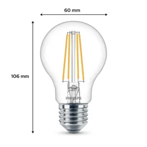 Luminaires Philips Ampoules E27>Philips Classic Lot De 2 Led E27 7 Watt 4000 Kelvin 850 Lumen