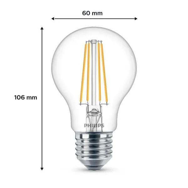 Luminaires Philips Ampoules E27>Philips Classic Lot De 2 Led E27 7 Watt 4000 Kelvin 850 Lumen