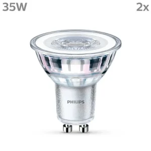 Luminaires Philips Ampoules Gu10>Philips Classic Lot De 2 Led Gu10 3,5 Watt 4000 Kelvin 275 Lumen