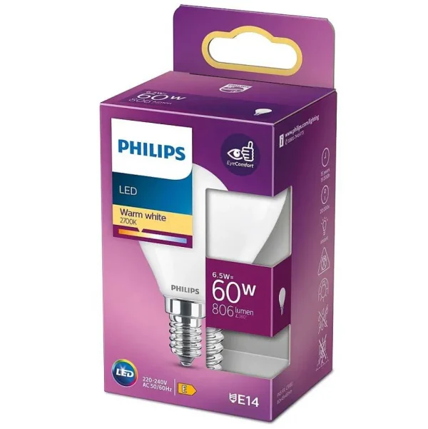 Luminaires Philips Ampoules E14>Philips Led E14 6,5 Watt 2700 Kelvin 806 Lumen