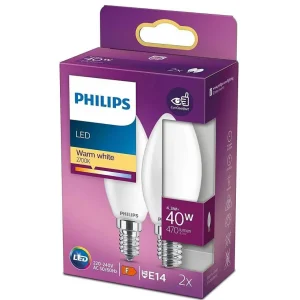 Luminaires Philips Ampoules E14>Philips 2X Led E14 4,3 Watt 2700 Kelvin 470 Lumen