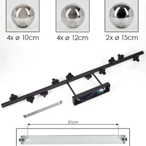 hofstein Lampes À Boules>Plafonnier - Verre 10 Cm, 12 Cm, 15 Cm Chehalis Fume, 10 Lumieres