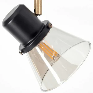 hofstein Lampes En Verre Fume>Plafonnier Abel Noir Dore, 4 Lumieres