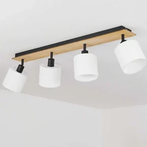 hofstein Lampes En Tissu>Plafonnier Alsen Ecru, Noir, 4 Lumieres