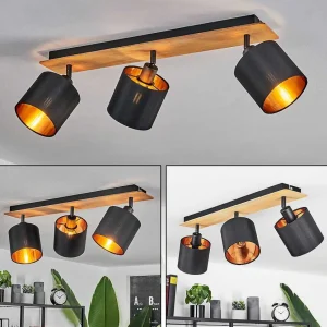 hofstein Lampes En Tissu>Plafonnier Alsen Ecru, Noir, 3 Lumieres