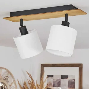 hofstein Lampes En Tissu>Plafonnier Alsen Ecru, Noir, 2 Lumieres