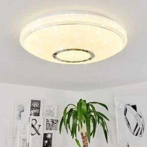 hofstein Luminaires Interieurs Connectes>Plafonnier Auxerre Led Blanc, 2 Lumieres, Telecommandes, Changeur De Couleurs