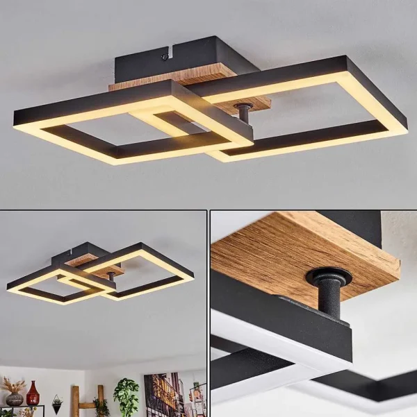 hofstein Éclairage Led>Plafonnier Bealo Led Brun, Couleur Bois, 1 Lumiere