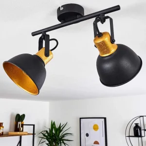 hofstein Lampes Dorees>Plafonnier Blackburn Noir Dore, 2 Lumieres