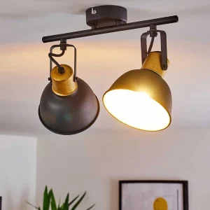 hofstein Lampes Dorees>Plafonnier Blackburn Noir Dore, 2 Lumieres