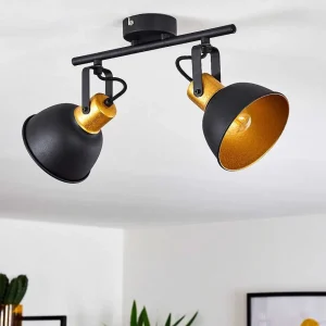 hofstein Lampes Dorees>Plafonnier Blackburn Noir Dore, 2 Lumieres