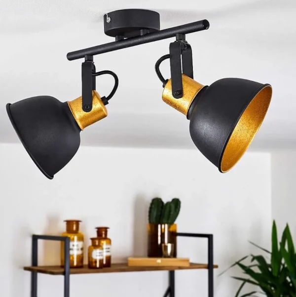 hofstein Lampes Dorees>Plafonnier Blackburn Noir Dore, 2 Lumieres