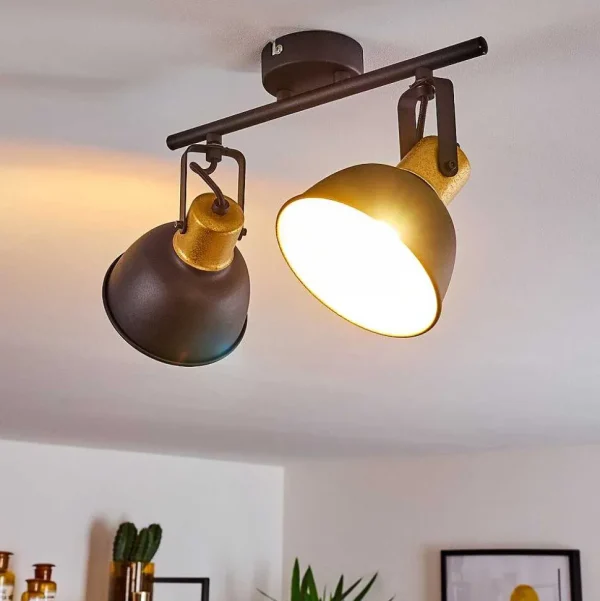 hofstein Lampes Dorees>Plafonnier Blackburn Noir Dore, 2 Lumieres