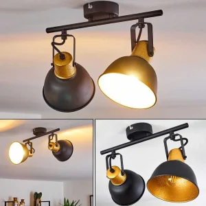 hofstein Lampes Dorees>Plafonnier Blackburn Noir Dore, 2 Lumieres