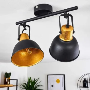 hofstein Lampes Dorees>Plafonnier Blackburn Noir Dore, 2 Lumieres