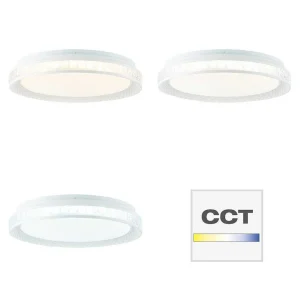 Luminaires Brilliant Tuya>Plafonnier Brilliant Burlie Led Blanc, 1 Lumiere, Telecommandes, Changeur De Couleurs