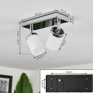 hofstein Luminaires Interieurs Connectes>Plafonnier Cerejeiras Led Chrome, 2 Lumieres, Telecommandes, Changeur De Couleurs