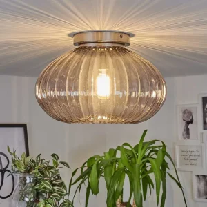 hofstein Lampes En Verre Fume>Plafonnier Chapal Nickel Mat, 1 Lumiere