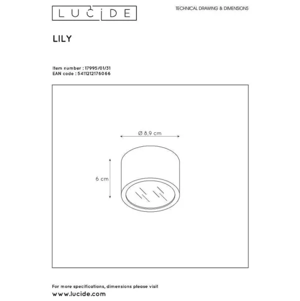 Luminaires Lucide Plafonniers Extérieurs>Plafonnier D'Exterieur Lucide Lily Blanc, 1 Lumiere