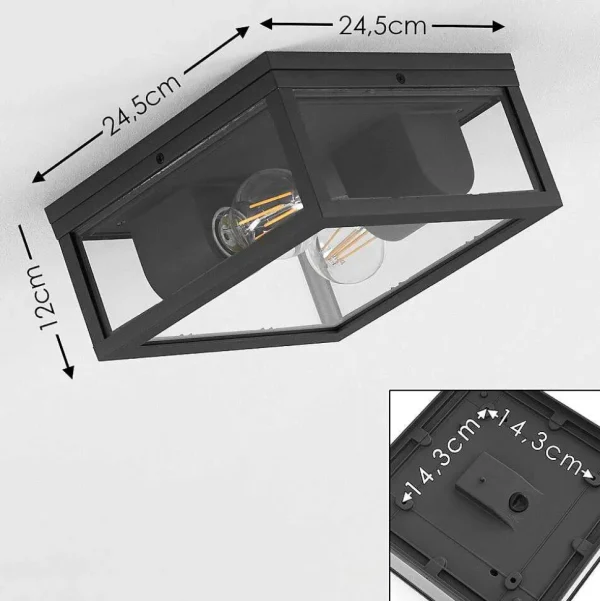 hofstein Plafonniers Extérieurs>Plafonnier Exterieur Kiwalik Anthracite, 1 Lumiere