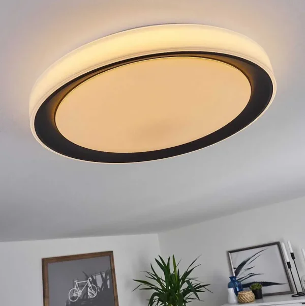 hofstein Luminaires Interieurs Connectes>Plafonnier Gladstone Led Noir, Blanc, 1 Lumiere, Telecommandes