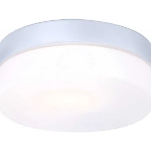 Luminaires Globo Lighting Plafonniers Extérieurs>Plafonnier Globo Vranos Acier Inoxydable, Argente, Blanc, 1 Lumiere