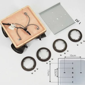 hofstein Plafonniers>Plafonnier Glostrup Brun, Acier Inoxydable, 4 Lumieres