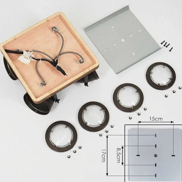 hofstein Plafonniers>Plafonnier Glostrup Brun, Acier Inoxydable, 4 Lumieres