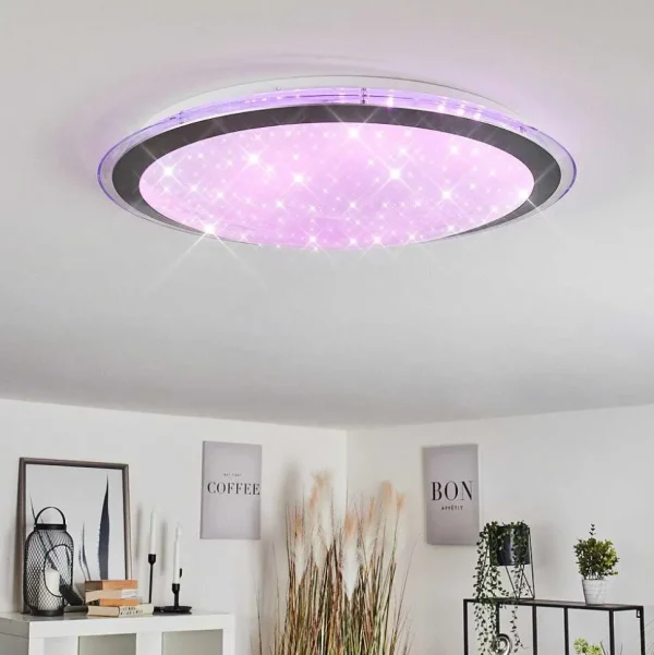 hofstein Luminaires Interieurs Connectes>Plafonnier Gorgonta Led Blanc, 2 Lumieres, Telecommandes, Changeur De Couleurs