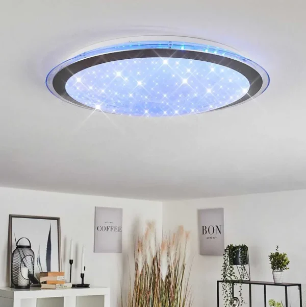 hofstein Luminaires Interieurs Connectes>Plafonnier Gorgonta Led Blanc, 2 Lumieres, Telecommandes, Changeur De Couleurs