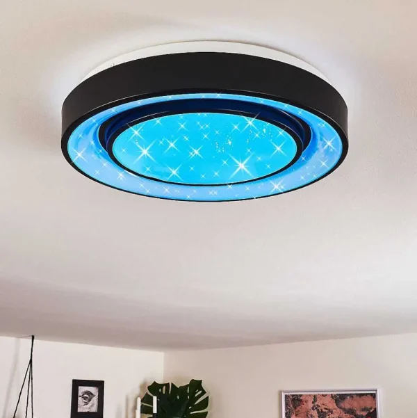 hofstein Luminaires Interieurs Connectes>Plafonnier Grimacco Led Noir, 1 Lumiere, Changeur De Couleurs