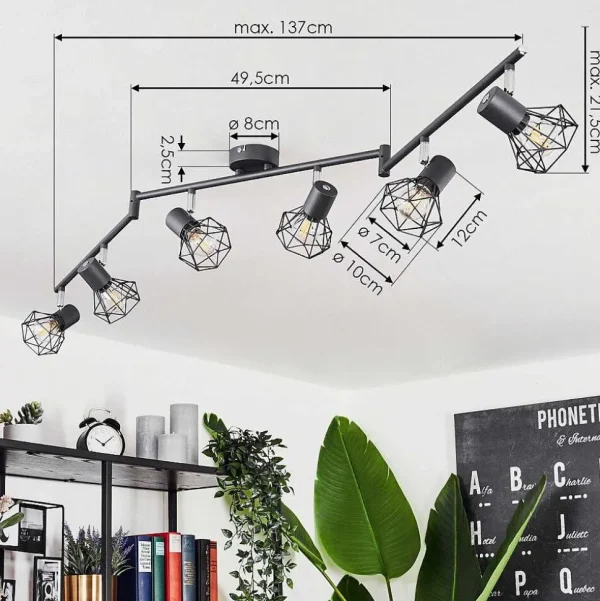 hofstein Spots Et Projecteurs>Plafonnier Gullspang Anthracite, 6 Lumieres