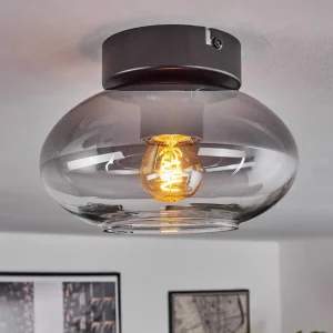 hofstein Lampes En Verre Fume>Plafonnier Haikala Noir, 1 Lumiere