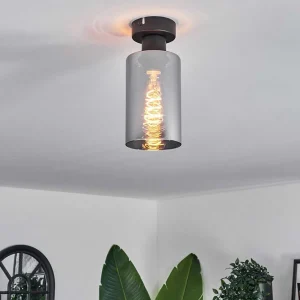 hofstein Lampes En Verre Fume>Plafonnier Hunouri Noir, 1 Lumiere