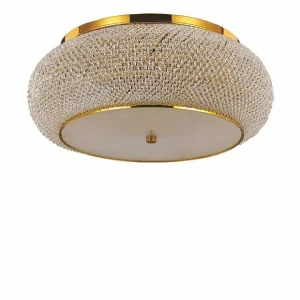 Luminaires Ideallux Luminaires Indiens>Plafonnier Ideal Lux Pasha Or, Aspect Cristal, 10 Lumieres