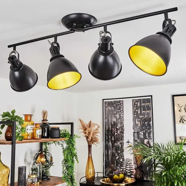 hofstein Lampes Dorees>Plafonnier Koppom Noir, 4 Lumieres