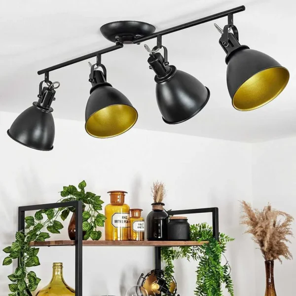 hofstein Lampes Dorees>Plafonnier Koppom Noir, 4 Lumieres